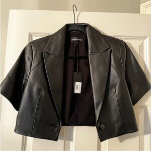 LAMARQUE Black Leather Cropped Jacket